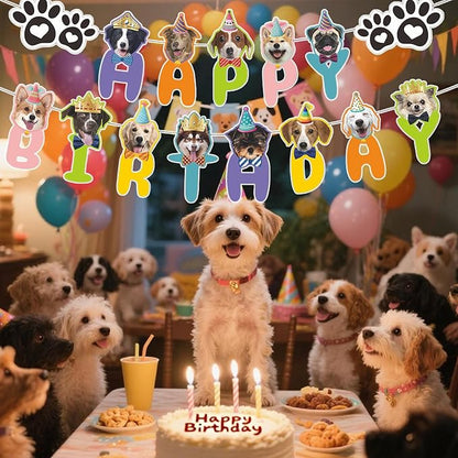 Dog Birthday Party Supplies Set,Birthday Bandana,Boy Girl Dog Birthday Hat with Numbers,Happy Birthday Banner for Golden Retriever French Bulldog Labrador Teddy Husky (Pink)