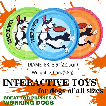 Dog Flying Disc, 3 Pack Dogs Flyer Toys, Lightweight Flying Disc Dog Fetch Toy for Small, Large Dogs &amp; Puppies - Floats in Water &amp; Safe on Teeth