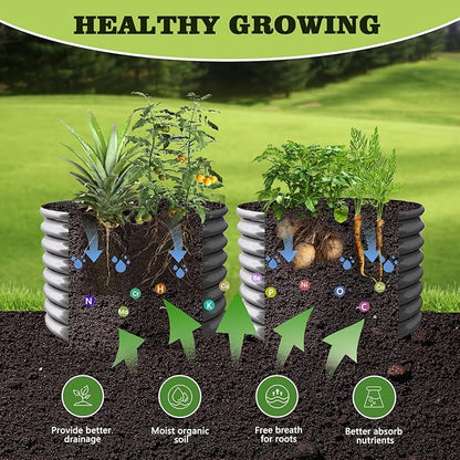 A ANLEOLIFE 2-Pack 3ft x 24” Tall Galvanized Raised Garden Beds Outdoor, Round Metal Planter Box for Planting Vegetables Flowers Herb, Anti-Rust &amp; Easy-Setup, Quartz Grey