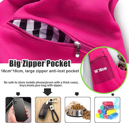 TOMKAS Dog Sling Carrier for Small Dogs Puppy Carrier for Small Dogs (Rose red, Adjustable Strap for 3-10 lbs &amp; Zipper Pocket)