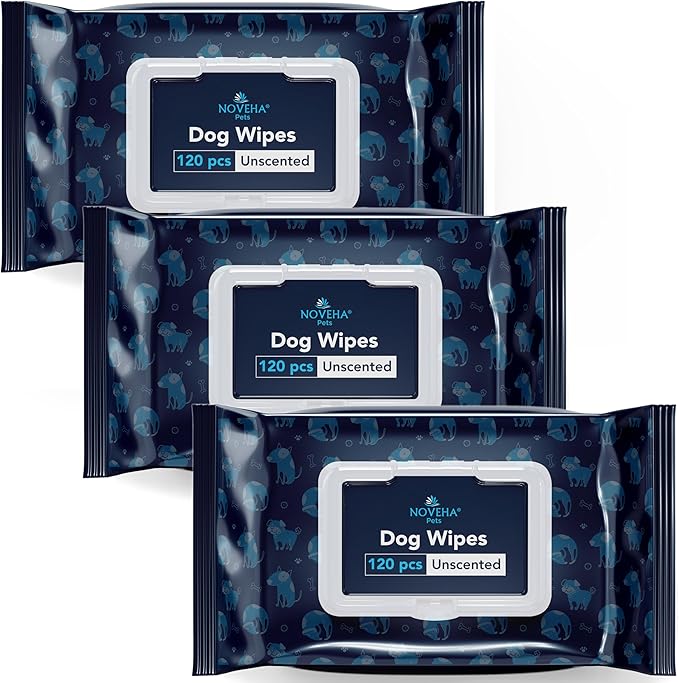 NOVEHA Dog Wipes - Odor Eliminating and Cleaning Grooming Wipes for Dog&