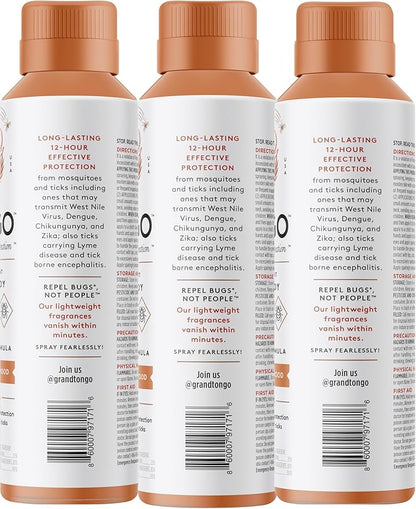 Citrus + Sandalwood Insect Repellent, 12-Hour Mosquito &amp; Tick Protection, Picaridin-Based, Water-Based, Lightweight, Quick-Drying, Vanishing Scent, DEET Alternative, Face &amp; Body Use,3 Pack