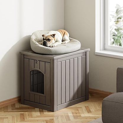 Outdoor &amp; Indoor Dog House for Weatherproof and Stylish Furniture, Insulated Dog House Outdoor, Multi - Use for Small and Medium Dogs (Grey, 22.8" L × 17.7" W × 21.7" H)