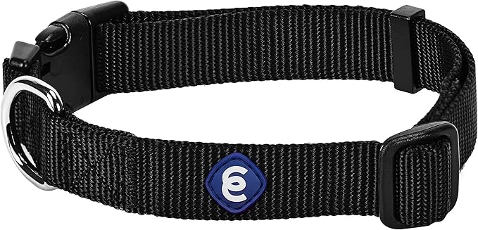 Blueberry Pet Essentials Medium Dog Collar in Black | Adjustable &amp; Eco-Friendly Durable Nylon Strap | Classic Collar for Medium Dogs, Boy &amp; Girl Pets