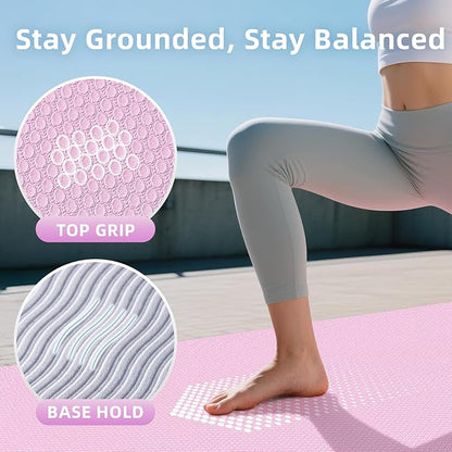 Extra Large Yoga Mat - 72"x35", 72"x48", 78"x57" - Wide TPE Exercise Mat for Home, Stretching, Couples &amp; Family Workouts - 6-12mm Thick, Non-Slip &amp; Waterproof - with Carry Bag and Straps