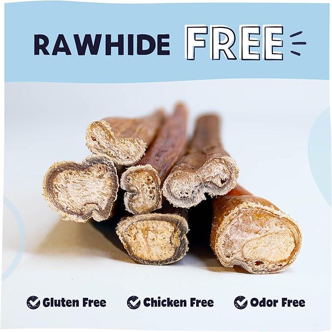 Pawstruck All-Natural 7" Bully Sticks for Dogs - Long Lasting, Rawhide-Free, Low Odor &amp; Grain-Free Dental Chew Treat - Healthy Single Ingredient, 100% Real Beef - 1 lb Bag