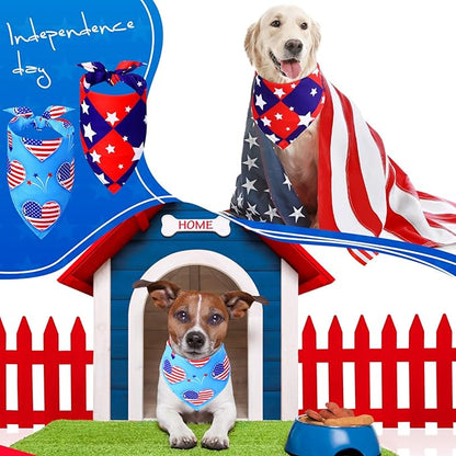 Abbylike 200 Pcs Patriotic Dog Bandanas Bulk Labor Day Bandanas for Dogs Triangle Kerchief Scarf Set for Puppy Small Medium Large Workers&