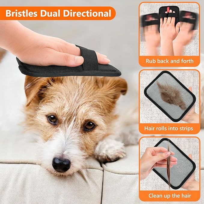 Pet Hair Removal Glove，Static Electricity Grooming Mitt Tool for Dogs &amp; Cats - Remove Fur from Pets, Furniture, Car Seats