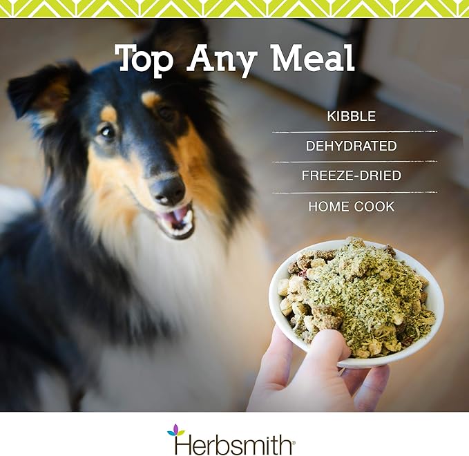 Herbsmith Kibble Seasoning – Freeze Dried Rabbit &amp; Duck – Dog Food Topper for Picky Eaters - 3.8 oz