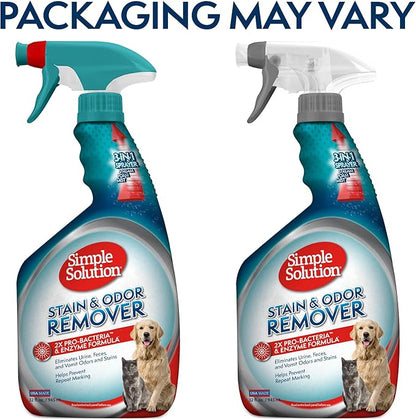 Simple Solution Stain &amp; Odor Eliminator for Pets, Carpet Deodorizer, Enzyme Pet Odor Eliminator for Home, Stain Remover for Cat &amp; Dog Pee, Urine Destroyer, Carpet Cleaner Spray, 32 oz
