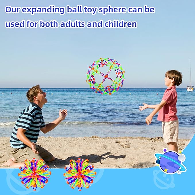2Pcs Colorful Sphere Expandable Breathing Balls Fidget Toy-Stress Reliever ,Collapsible Expanding Magic Ball Toys from 6" to 12"for Kids &amp; Adults Mindfulness Meditation Practices,Yoga -ADHD