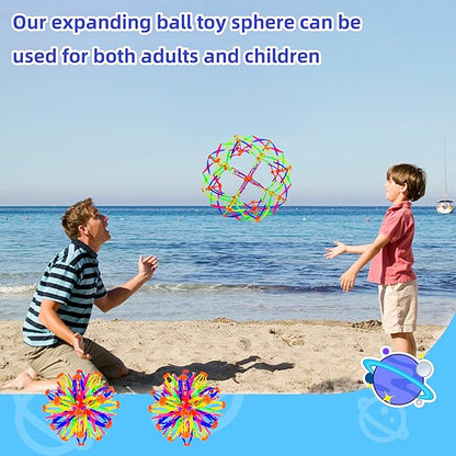 2Pcs Colorful Sphere Expandable Breathing Balls Fidget Toy-Stress Reliever ,Collapsible Expanding Magic Ball Toys from 6" to 12"for Kids &amp; Adults Mindfulness Meditation Practices,Yoga -ADHD