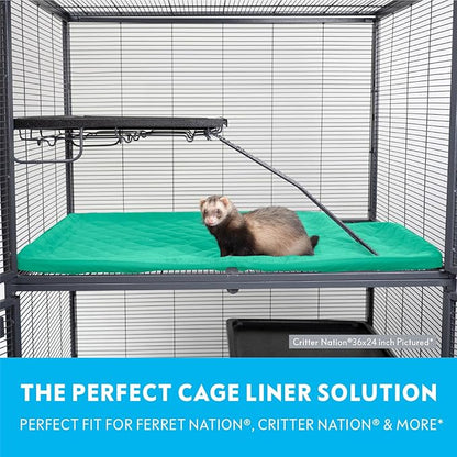 Paw Inspired Fitted Fleece Liner for Ferret Nation, Critter Nation Cage for Ferrets, Rats, Chinchillas, Hedgehogs &amp; Other Small Animals (Green, Top Pan Liner)
