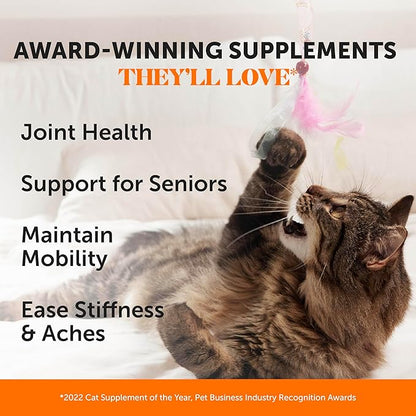 Cat Hip &amp; Joint Health Crunchy &amp; Creamy Chews - Cat Joint Support Supplement with Glucosamine, Health Supplies &amp; Hip Support for Indoor &amp; Outdoor Cats (Chicken 30-Day Supply)