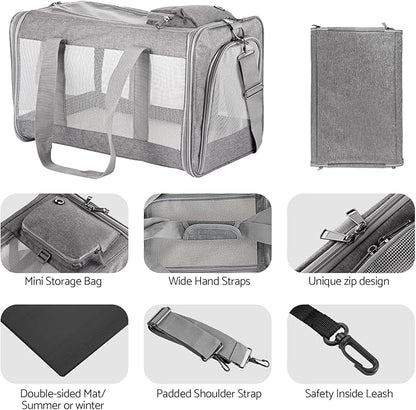 Airline-Approved Pet Carrier Cat Carrier Dog Carrier - Stylish Lightweight, Handheld &amp; Crossbody, Honeycomb Support, Anti-Escape Design for Travel, Walks &amp; Daily Outings