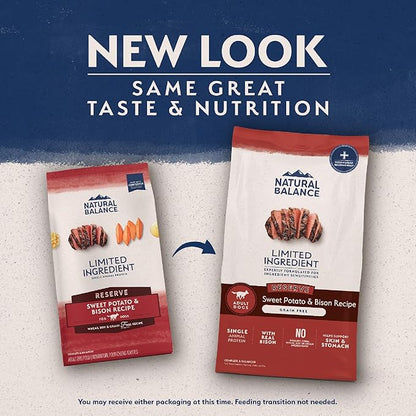 Natural Balance Limited Ingredient Adult Grain-Free Dry Dog Food, Reserve Sweet Potato &amp; Bison Recipe, 22 Pound (Pack of 1)