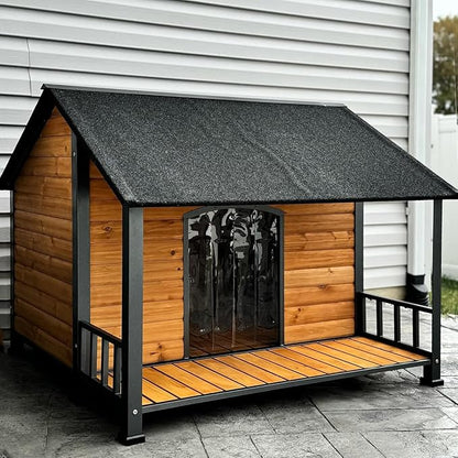 Gutinneen Large Dog House Outdoor Dog Kennel with All-Around Iron Frame Dog Cage Perfect for Small &amp; Medium &amp; Large Dogs,Roomy