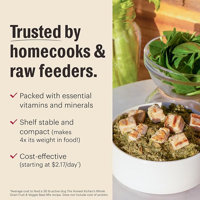 The Honest Kitchen Dehydrated Grain Free Fruit &amp; Veggie Base Mix Dog Food (Just Add Protein), 3 lb Box