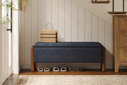 Modern Storage Benches with Walnut Wood Legs, 47&