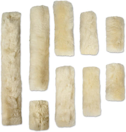 ECP Equine Comfort Products Merino Sheepskin Halter Fleece Set for Horses, 100% Natural Wool, Chafe Protection, Breathable Relief &amp; Cushioned Comfort, Machine Washable, 9-Piece Set, Cream