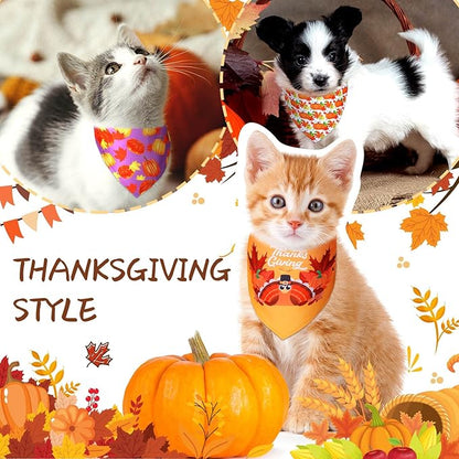 Weewooday 20 Pieces Fall Thanksgiving Dog Bandanas for Dogs Pumpkin Dog Bandana Turkey Triangle Pet Bib Adjustable Pet Bandana Soft Doggy Kerchief Accessories for Pet Costume