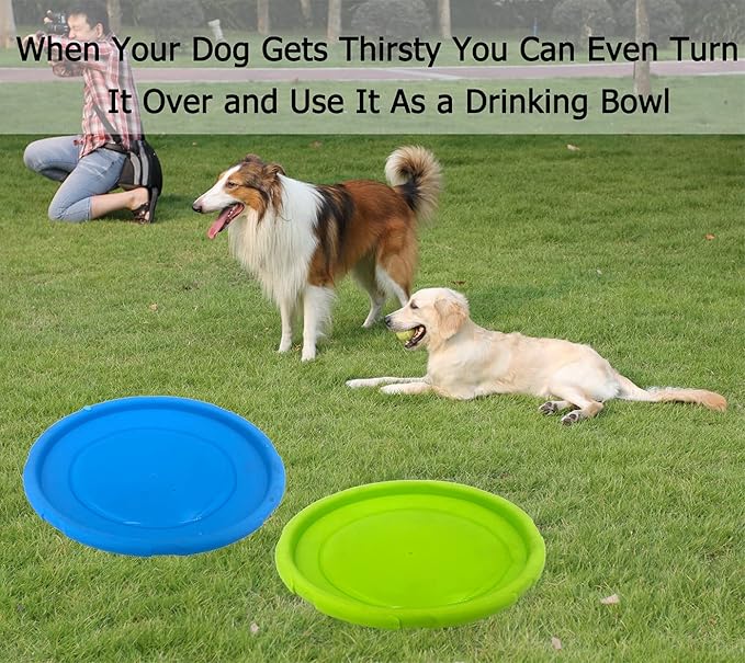 Dog Flying Disc, 2 Pack Dog Flyer Toys, Soft Rubber Interactive Lightweight Flying Disc Dog Toy for Small Large Dogs - Floats in Water &amp; Safe on Teeth, 7.2 inch.