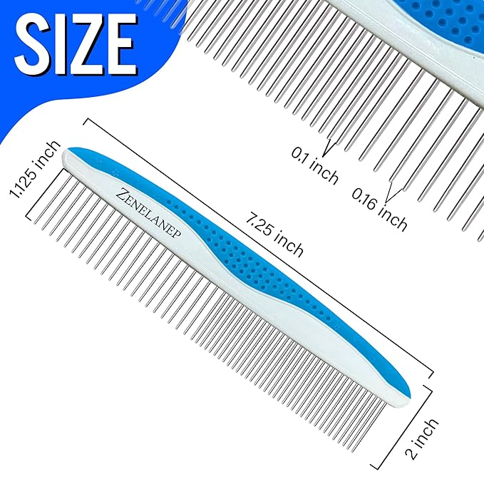 Dog Grooming Comb for Matting – Metal Dematting Comb with Stainless Steel Teeth &amp; Non-Slip Handle (Style 1)