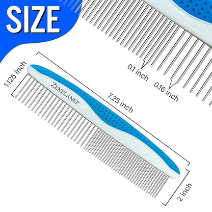 Dog Grooming Comb for Matting – Metal Dematting Comb with Stainless Steel Teeth &amp; Non-Slip Handle (Style 1)