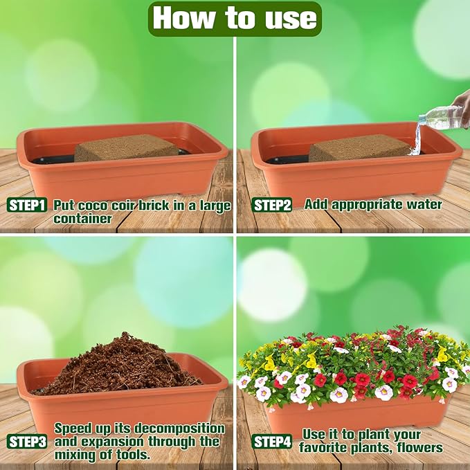 ZeeDix 5 Pack Premium Coco Coir Brick, Organic Compressed Coconut Coir Bricks Seed Starter Potting Soil for Plants, Coconut Fiber Substrate with Low EC &amp; pH Balance for Gardening Flower Herbs
