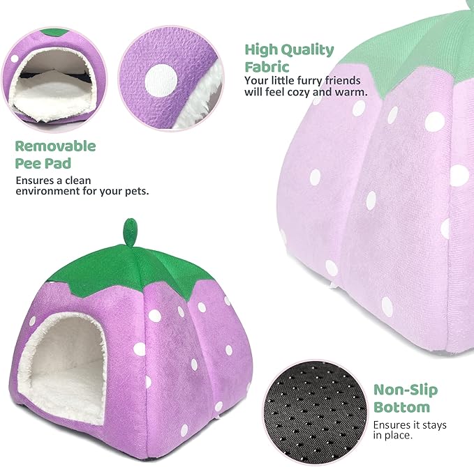 Guinea Pig Hideout Bed Rabbit House Cave Accessories Cozy Hide-Out for Bunny Hedgehog Ferret Chinchilla&amp;Other Small Animals