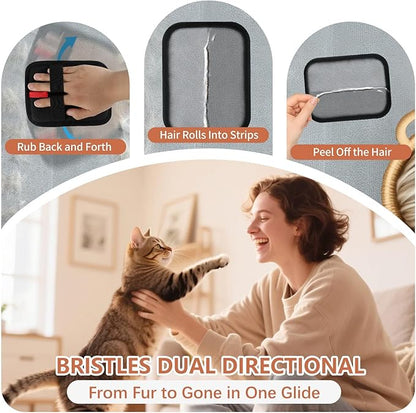 Pet Hair Removal Glove – Upgraded Electrostatic Pet Hair Remover Gloves for Cats &amp; Dogs (Black, L)