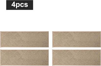 COSY HOMEER Edging Stair Treads Non-Slip Carpet Mat 28inX9in Indoor Stair Runners for Wooden Steps, Edging Stair Rugs for Kids and Dogs, 100% Polyester TPE Backing(4pc, Beige)