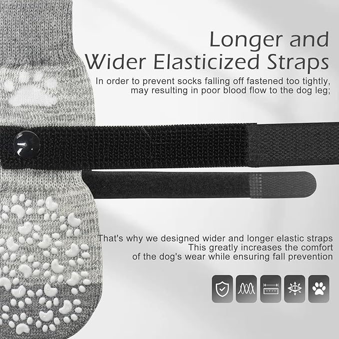 EXPAWLORER Anti Slip Dog Socks to Prevent Licking Paws, Dog Shoes for Hot Pavement, Dog Booties for Small Medium Large Senior Dogs, Traction Control Boots &amp; Paw Protectors for Hardwood Floors