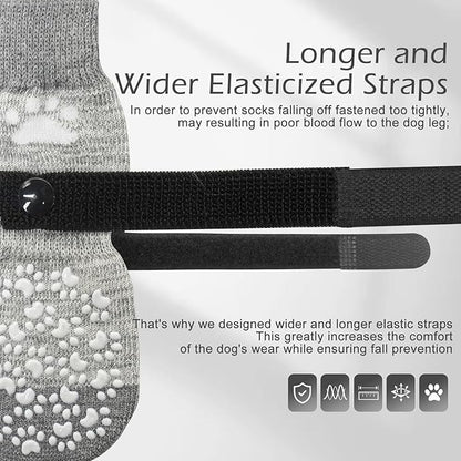 EXPAWLORER Anti Slip Dog Socks to Prevent Licking Paws, Dog Shoes for Hot Pavement, Dog Booties for Small Medium Large Senior Dogs, Traction Control Dog Boots &amp; Paw Protectors for Hardwood Floors