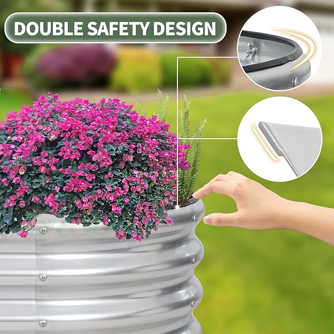 1MORE Galvanized Raised Garden Bed- Planter Garden Boxes Outdoor, Raised Beds for Gardening, 6x3x1ft Metal Garden Bed Kit for Vegetables Flower, Planter Raised Bed with Protective Tape &amp; Tools.Silver