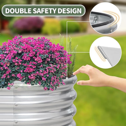 1MORE Galvanized Raised Garden Bed- Planter Garden Boxes Outdoor, Raised Beds for Gardening, 6x3x1ft Metal Garden Bed Kit for Vegetables Flower, Planter Raised Bed with Protective Tape &amp; Tools.Silver