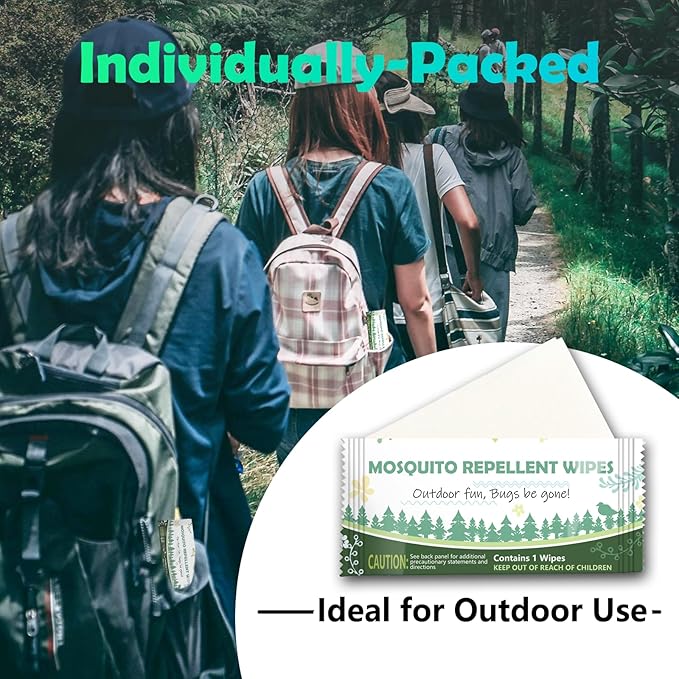 Natural Mosquito Repellent Wipes, DEET Free Insect &amp; Bug Repellent Wipes, Easy to Use, Long Lasting, Travel Sized