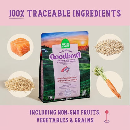 Open Farm Goodbowl, Protein Rich Dry Cat Food Made from Meticulously Sourced Simple Ingredients, Wild-Caught Salmon &amp; Brown Rice Recipe, 7lb Bag (112oz Bag)