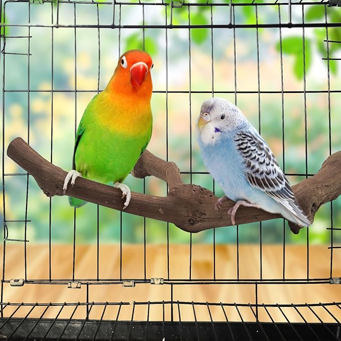 6Pcs Natural Wooden Bird Perch Grape Stick Claw Grinding Fork Bird Perching Branch Claw Grinding Stick Parrot Standing Platform Parrot Cage Chewing Accessories for Parrots Lovebirds Parakeets