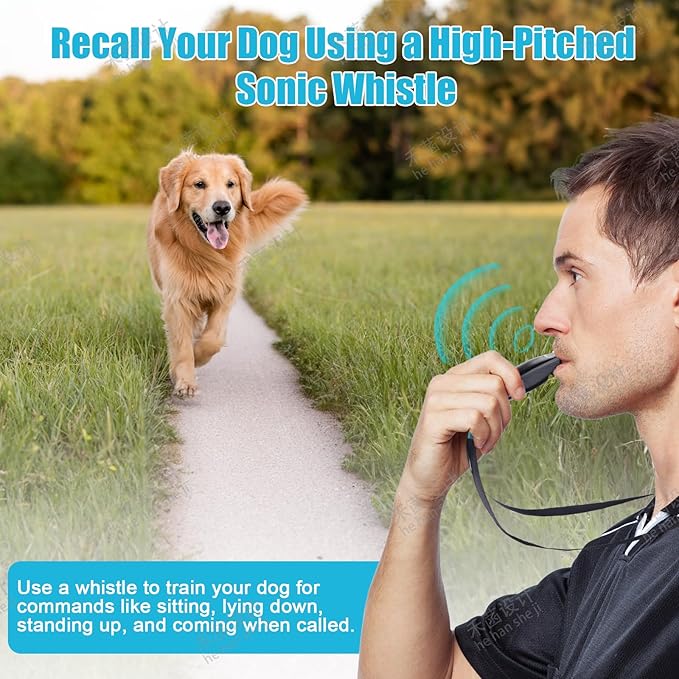 2-in-1 Dog Training Clicker Whistle for Training and Recall, Pet Training Accessories for Puppy, Cats, Horses &amp; Small Animals - 2 Pack with Lanyard, Reward and Train Your Pets Efficiently