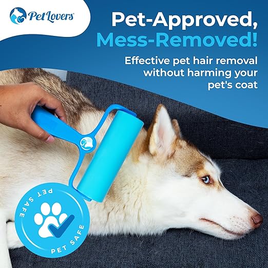 PetLovers EzRoll Reusable Lint Roller - Sticky for Life &amp; Multi-Purpose Pet Hair, Dust, &amp; Lint Remover for Clothing, Upholstery, &amp; Cars - Sustainable, Washable &amp; Efficient (Large)