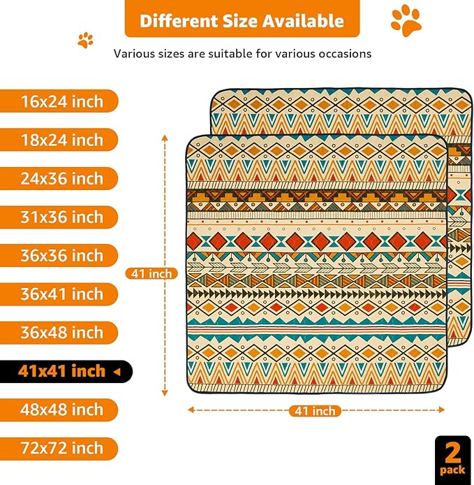 LOOBANI Reusable Pee Pads for Dogs: 2 Pack Washable Puppy Pads Waterproof 41"x41", Super Absorbent Whelping Pad, Leak-Proof &amp; Non-Slip Dog Training Pads for Floor, Potty, Playpen, Crate (Yellow)