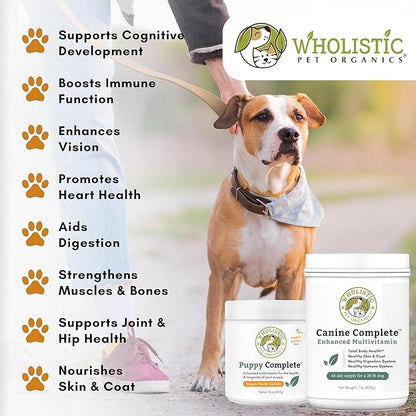 Wholistic Pet Organics Canine Complete - Dog Multivitamin Powder - 4 Lb - Daily Dog Vitamins and Supplements for Homemade Food - Immune System, Skin, Coat &amp; Overall Health - Small and Large Breed