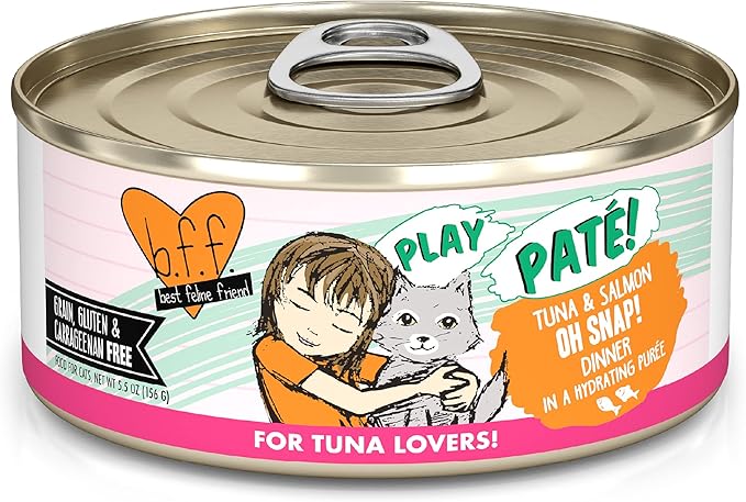 Weruva B.F.F. Play - Best Feline Friend Paté Lovers, Aw Yeah!, Tuna &amp; Salmon Oh Snap! with Tuna &amp; Salmon, 5.5oz Can (Pack of 8)