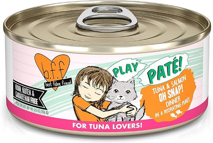Weruva B.F.F. Play - Best Feline Friend Paté Lovers, Aw Yeah!, Tuna &amp; Salmon Oh Snap! with Tuna &amp; Salmon, 5.5oz Can (Pack of 8)