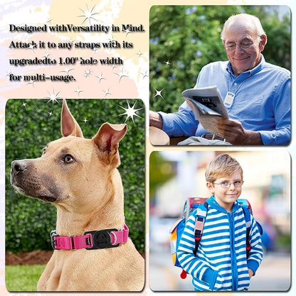 4 Pack Waterproof Dog Collar Holder Compatible with AirTag, Silicone Hidden Loop Holder for Airtag Tracker, Anti-Lost Dog Collar Accessories(Cyan,White,Black,Pink)