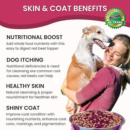 Olewo Original Red Beets for Dogs – Natural Anti Itch for Dogs, Dog Food Topper, Immune, Cleansing, Skin &amp; Coat Support, Dehydrated Whole Food Dog Multivitamin, Fiber for Dogs, 2.2 lbs