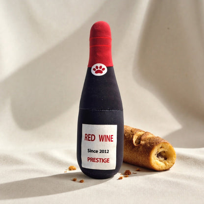 Dog Toy Realistic Wine Bottle Chew-Resistant Self-Entertainment Plush Toy for Cats and Dogs Teeth Cleaning Sound-Making Toy