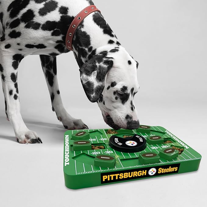 Pets First NFL Pittsburgh Steelers Large Puzzle Toy, New Size, Interactive Dog Treat &amp; Slow Feeding Toy