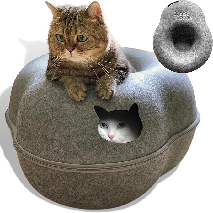 Premium Cat Bed caveTunnel Hiding Places for Indoor Cats(Large) Houses &amp; Condos. Washable100% Nontoxic Eco-Friendly. Spaciousfor 2 Cats